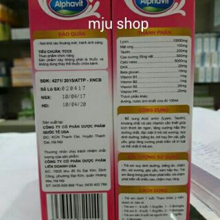 Siro Alphavit ăn ngon ngủ tốt (hộp 20 ống)