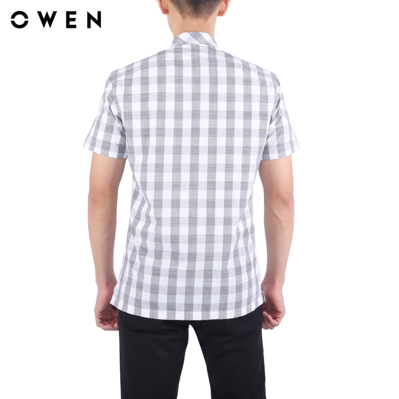 Áo sơ mi Ngắn tay Owen Ngải cứu Body Fit màu Xám caro - BA22954NT