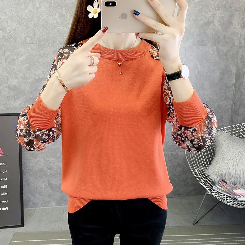 Áo Thun Dệt Kim Cổ Tròn Phối Ren Phong Cách Phương Tây Thời Trang Cho Nữ