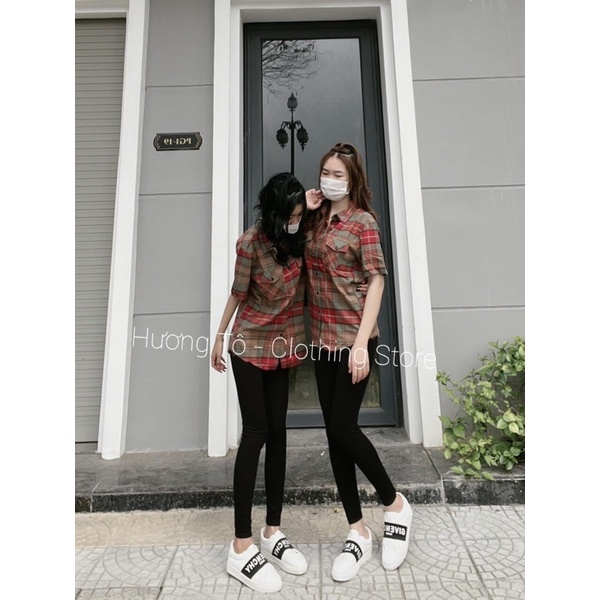 Áo sơ mi kẻ sọc Nữ From rộng Unisex, Áo sơ mi đi học