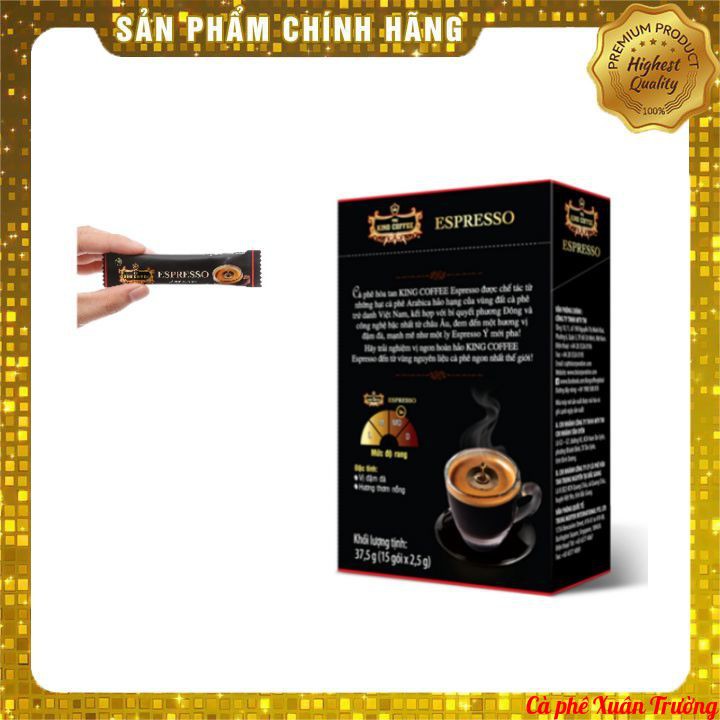 Cà phê đen hòa tan TNI KING COFFEE ESPRESSO HỘP 15 stick