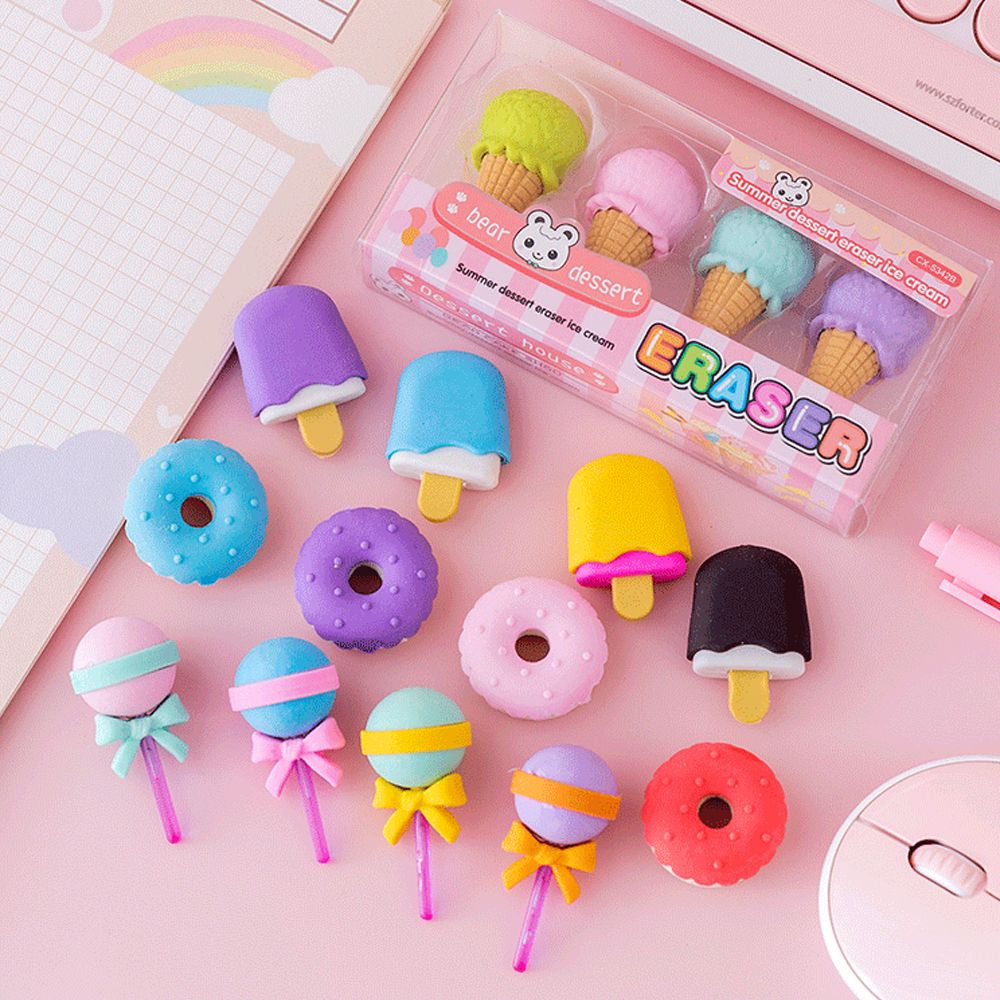 Set 4 gôm tẩy họa tiết ngộ nghĩnh, đáng yêu