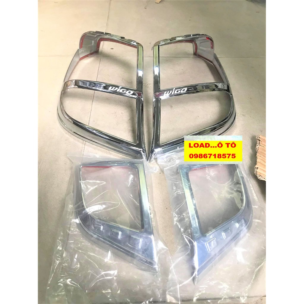 Bộ Ốp Viền Đèn Pha Hậu Xe Toyota Wigo Nhựa ABS Mạ Crom Sáng Bóng, Sẵn Keo Dán 3M