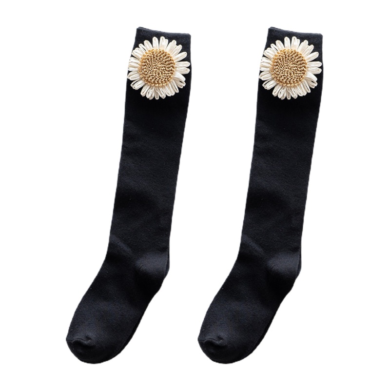 Tất Cổ Cao In Họa Tiết Hoa Hướng Dương Hoạt Hình 3D Phong Cách Lolita