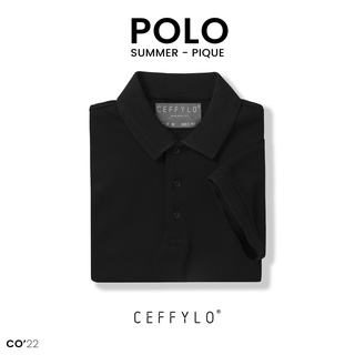 Áo polo đen trơn vải cotton mềm mịn - polo basic ceffylo