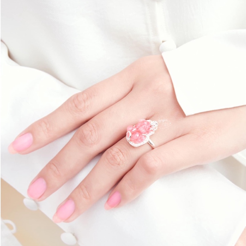 Nhẫn Tỳ Hưu Đá Đào Hoa Thiên Nhiên SP003877 Gypsy.lala