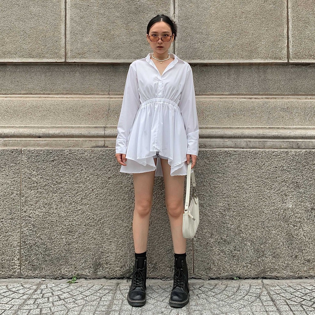 Set váy sơ mi AWTUMN SHIRT DRESS màu trắng | BigBuy360 - bigbuy360.vn