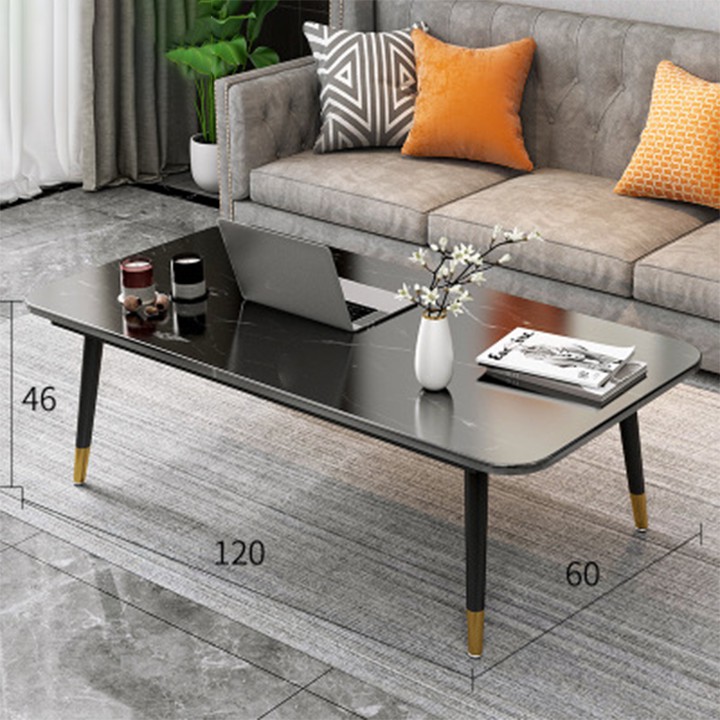 Bàn sofa mặt đá màu trắng và đen trang trí nội thất phòng khách - Bàn trà bệt hình chữ nhật decor nhà đẹp