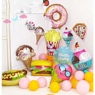 Bóng trang trí sinh nhật hình Bánh - Kem - Pizza - Khoai Chiên - Kẹo - Size Đại