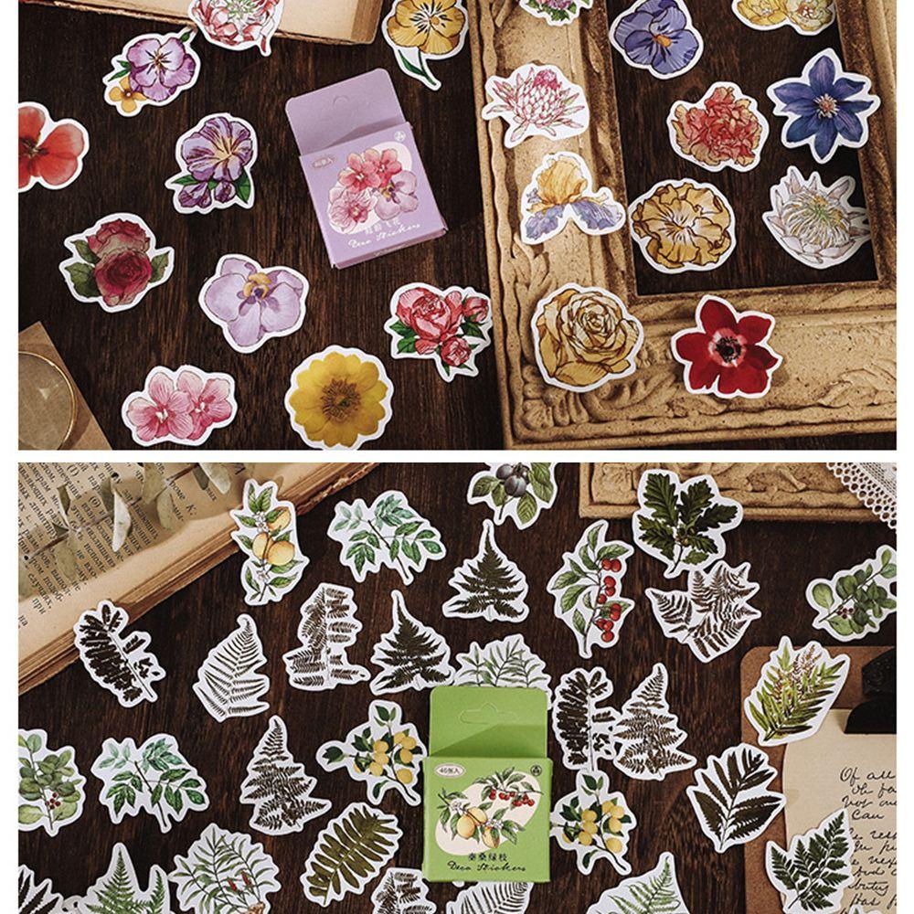 Set 46 Sticker Dán Trang Trí Nhật Ký Phong Cách Vintage