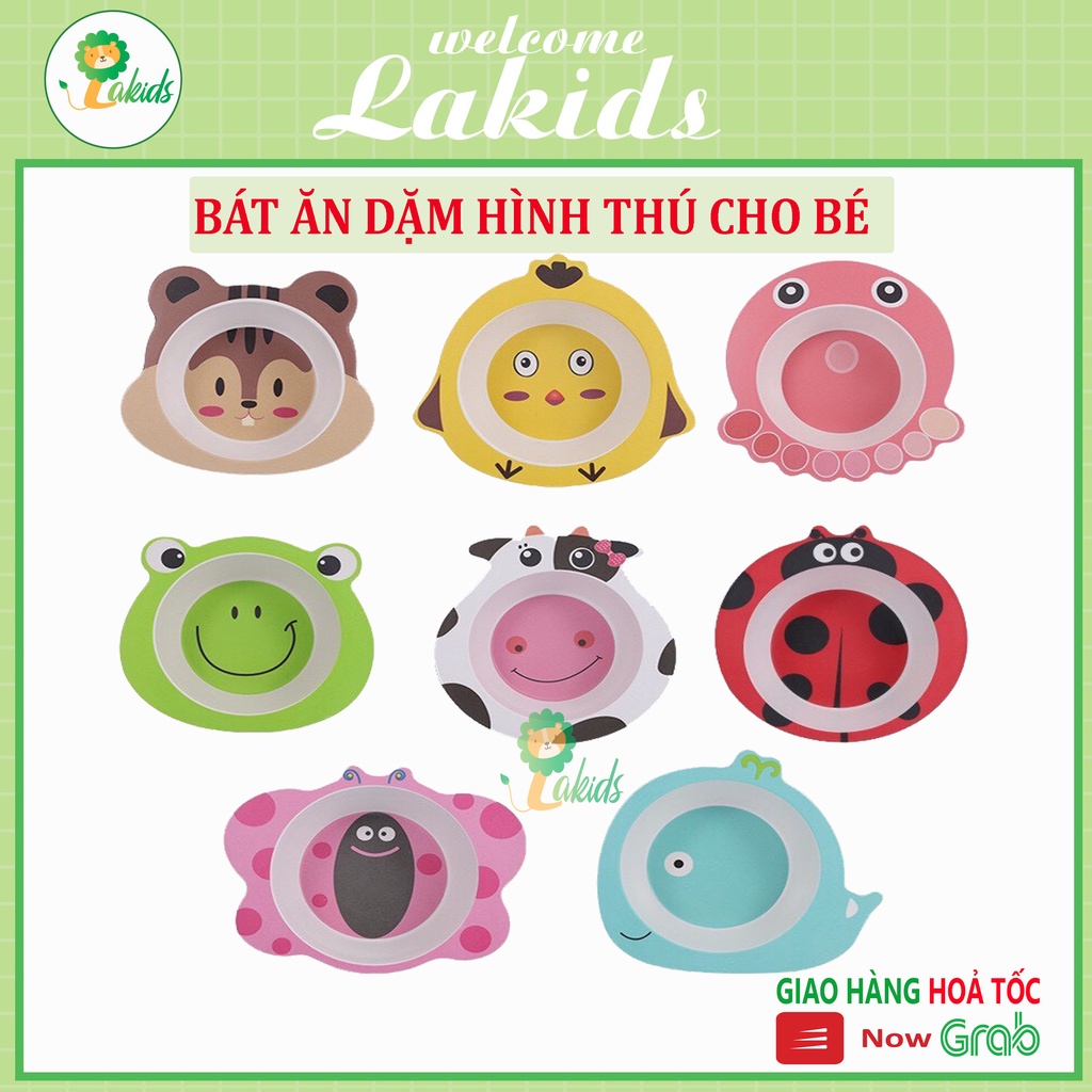 Bát ăn dặm sợi tre hình thú an toàn cho bé lakids