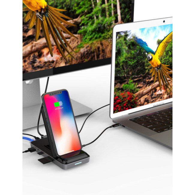 [Mã SKAMPUSHA7 giảm 8% đơn 250k]Đế sạc kiêm cổng chuyển HyperDrive 7.5W Wireless Charger Usb-C Hub