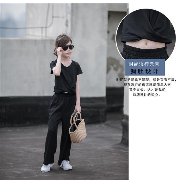 Set Đồ Mùa Hè 2 Món Gồm Quần Ống Rộng + Áo Tay Ngắn Dành Cho Bé Gái Độ Tuổi Trung Niên 3-4 - 5-6 - 7-8 - 9-10 - 11-12 - 13 - Quần Dài Dáng Rộng Thời Trang Dành Cho Trẻ Nhỏ 15 Tuổi