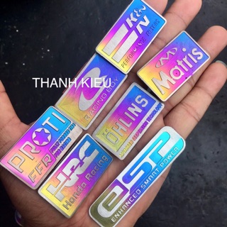 TEM _ Logo titan 3d điện phân có keo sẵn HRC_OHLINS_PROTI,.....