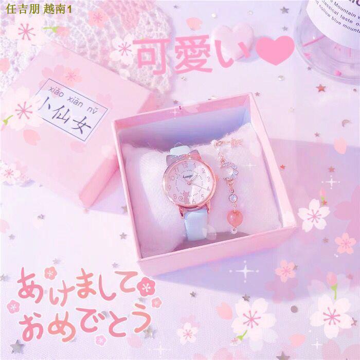 Đồng hồ đeo tay phát sáng họa tiết hoạt hình dễ thương cho bé gái 8-10-12 tuổi