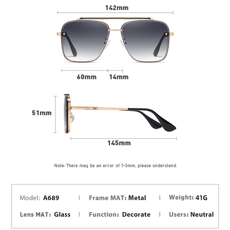 Kính Mát Nam Nữ Cao Cấp  AVIATOR AORON Thời Trang Italia Gọng Vuông Unisex Bảo Vệ Mắt Chống Tia UV400
