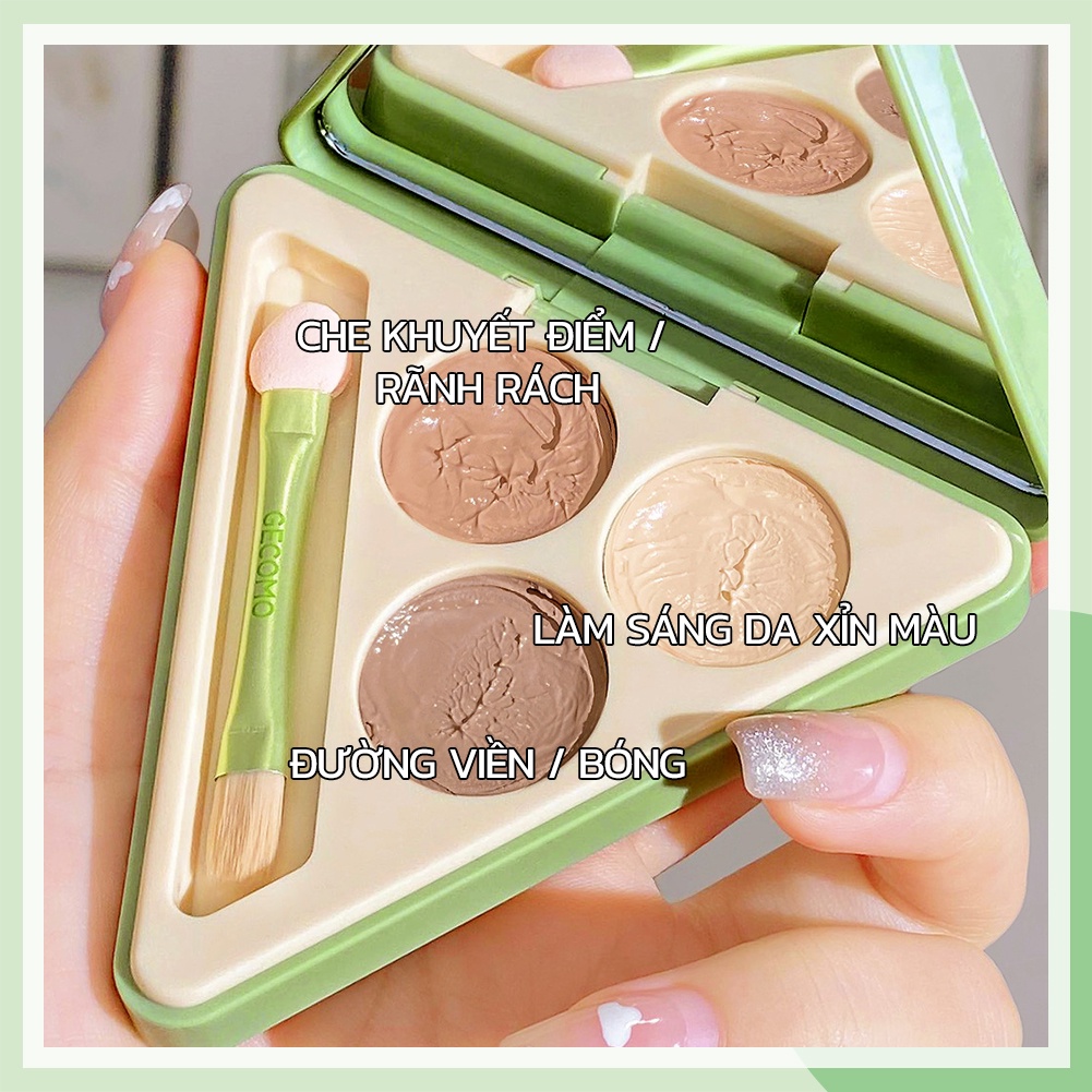 Bảng kem che khuyết điểm GECOMO thiết kế 3 trong 1 3 màu