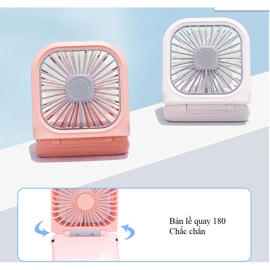 Quạt Sạc Đeo Cổ Kèm Pin Dự Phòng Foldable fan 3000mAh -Quạt Mini Sạc Usb -Để Bàn- Dây đeo tiện lợi | BigBuy360 - bigbuy360.vn