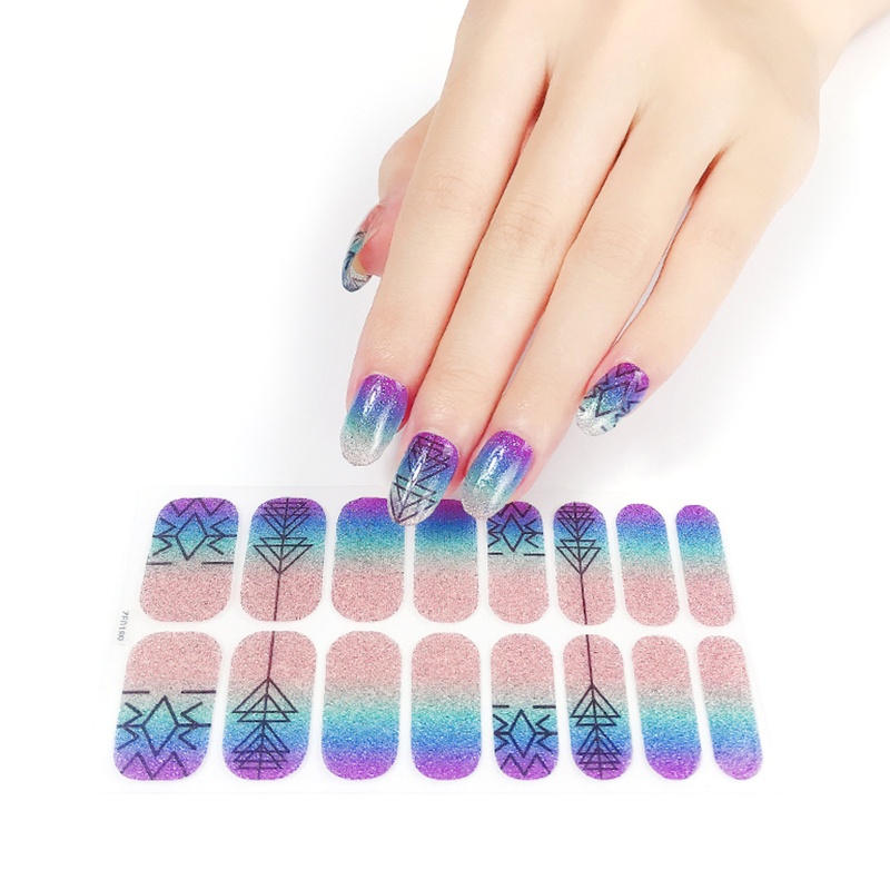 Miếng Dán Gel Trang Trí Móng Tay Toàn Diện Họa Tiết Bò Sữa Lấp Lánh