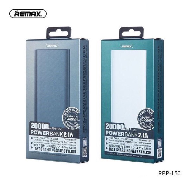 Pin sạc dự phòng remax RPP-150 dung lượng 20000mAh - Sạc dự phòng có 2 cổng usb đầu sạc 2 cổng