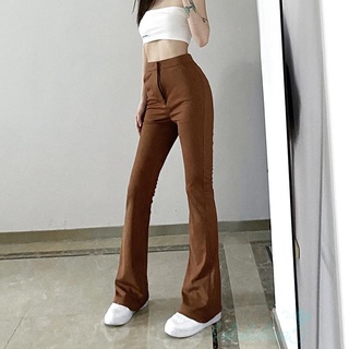 Quần dài ống loe lưng cao 5 màu sắc thời trang cho nữ