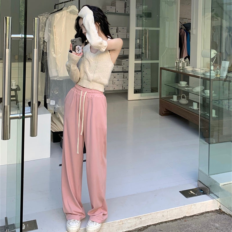 COZOK Quần Lưng Cao Ống Rộng Phối Dây Rút Thời Trang Trẻ Trung