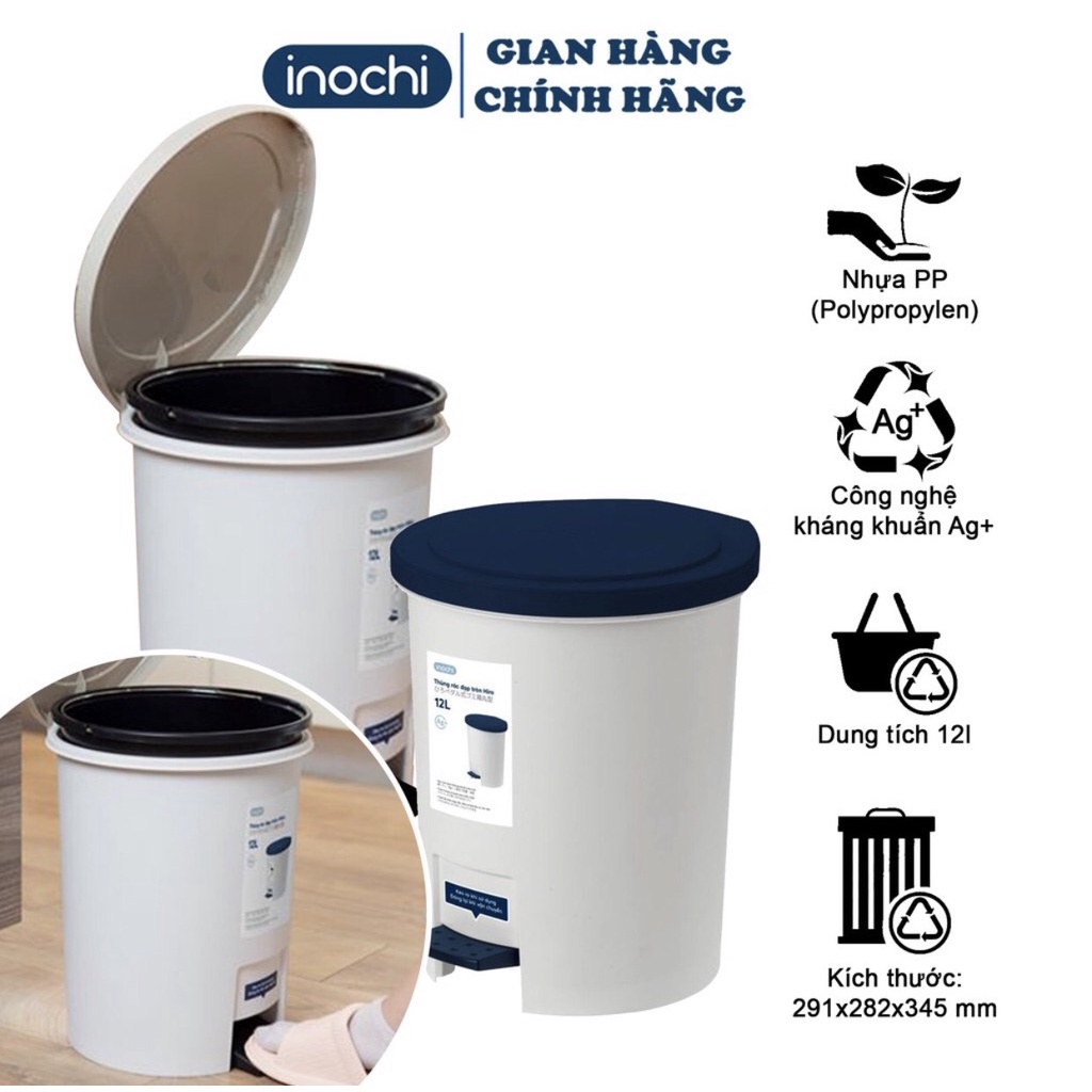 Thùng Rác Đạp Chân Inochi Nắp Tròn Mẹ Bé Pinus, Thùng Đựng Rác Inochi Dung Tích 6 Lit Và Thùng Rác 12 Lit Nắp Tròn