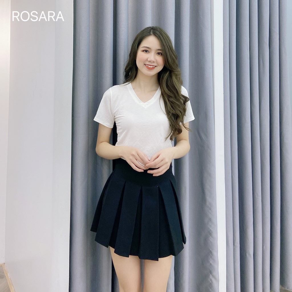 [Mã WASKT410K giảm 10K đơn 50K] Áo phông nữ thời trang cổ tim Rosara phụ kiện Sp82 | BigBuy360 - bigbuy360.vn