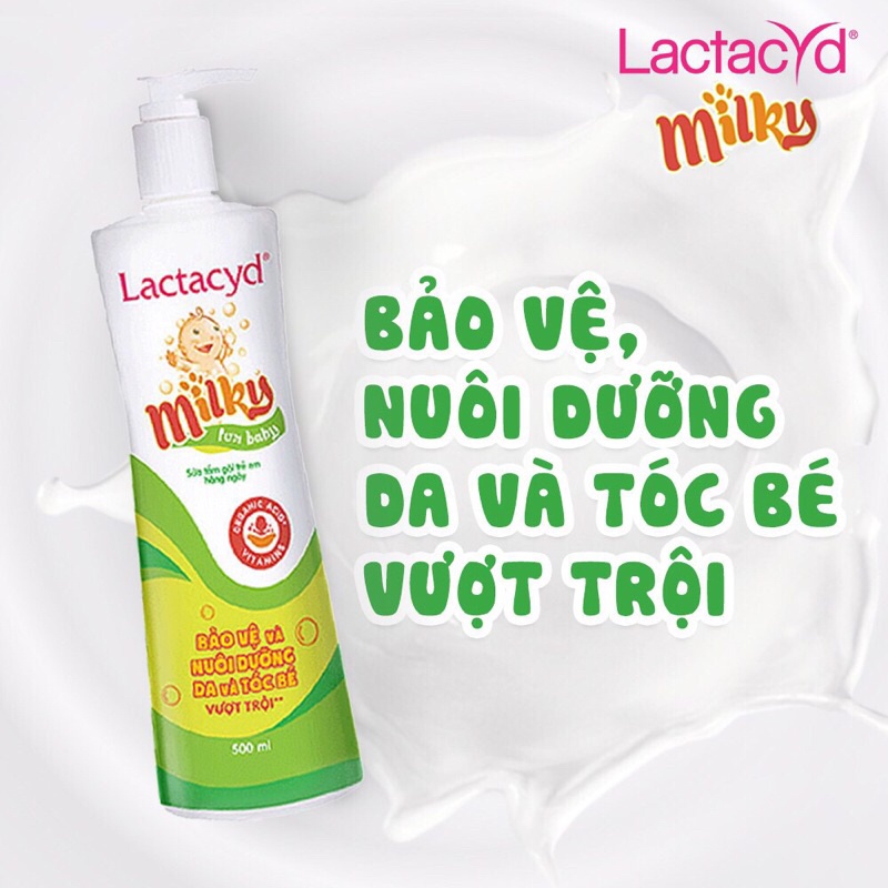 Sữa tắm gội cho bé Lactacyd Milky 250ml và 500ml