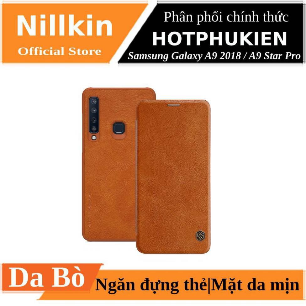 Bao Da Da Bò Cho Samsung Galaxy A9 2018 hiệu Nillkin Qin Có Ngăn Đựng Thẻ - Hàng Chính Hãng