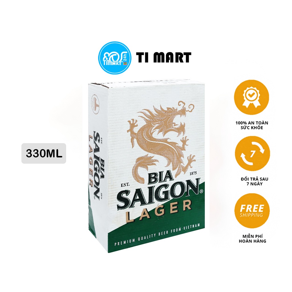 Thùng 24 lon bia Sài Gòn Lager 330ml