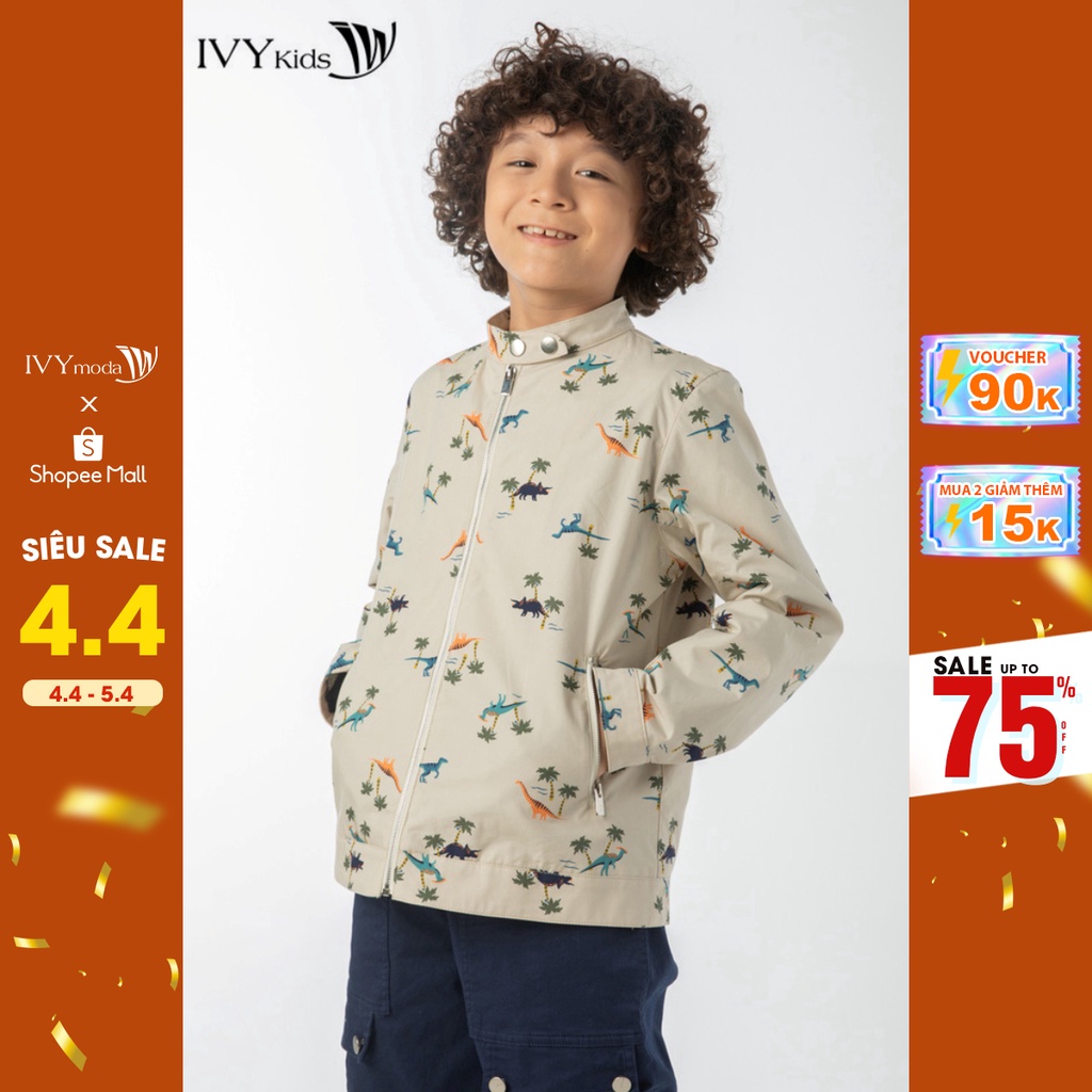 [NHẬP WABRTL5 GIẢM 10% TỐI ĐA 50K ĐH 250K ]Áo khoác thô bé trai họa tiết động vật IVY moda MS 70K1411