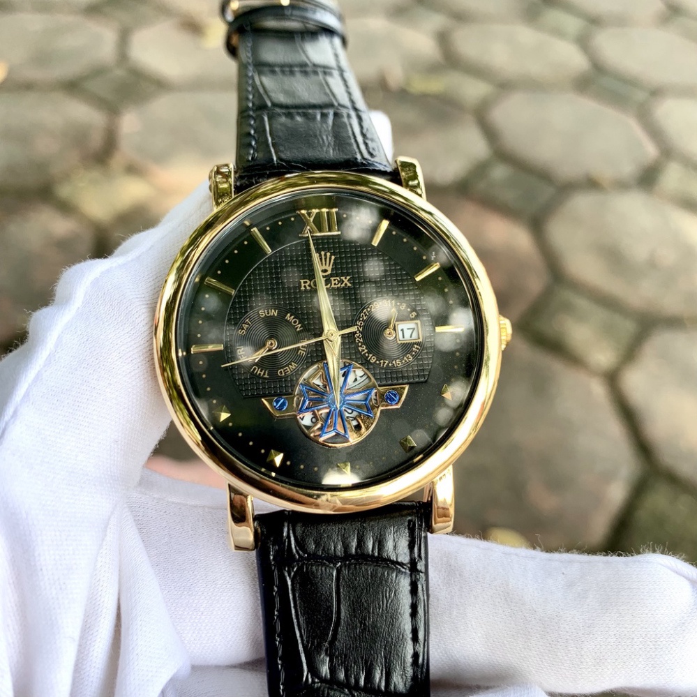[Sale Sốc] Đồng Hồ Nam RoLex R075b Mặt ĐEN Chống Xước, Chống Nước