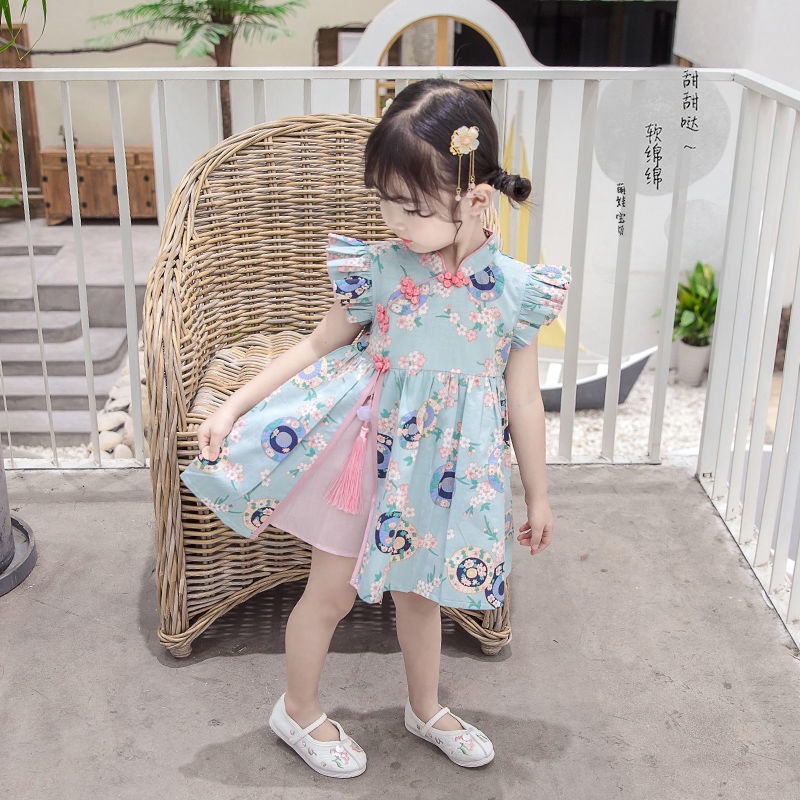 Đầm Sườn Xám Phong Cách Phương Tây Thời Trang Mùa Hè Hàng Mới Dành Cho Bé Gái