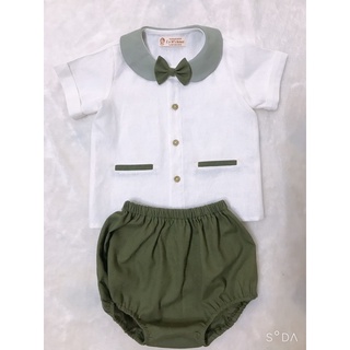Set đồ linen bé trai kèm nơ