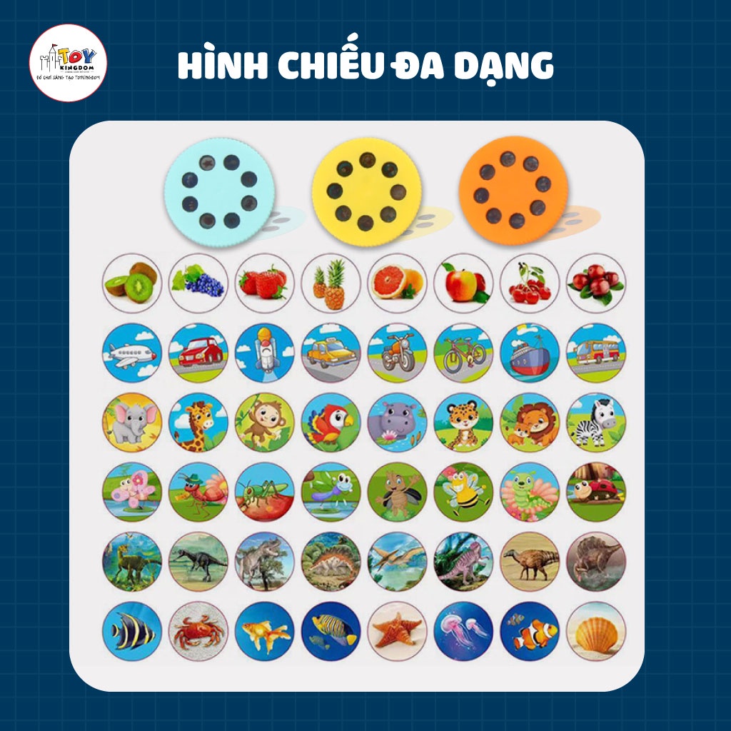 Đồ Chơi Đèn Pin Chiếu Hình Cho Bé - 48 Hình Động Vật Khác Nhau - Siêu Bền - Siêu Nét