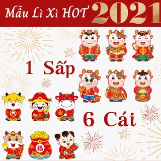 Bao Lì Xì 2021 Tân Sửu Hoạt Hình Chibi Đủ Mẫu Bìa Cứng Chuẩn Loại 1, To Dày và Chắc Chắn (6 mẫu 1 lốc)
