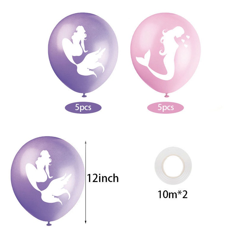 Set 10 Bong Bóng Hình Nàng Tiên Cá 1st Trang Trí Tiệc Sinh Nhật Cho Bé