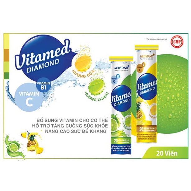 Viên sủi Medstand Vitamed Diamond (8 Hương vị) - Bổ sung vitamin, khoáng chất, tăng cường sức khỏe, đề kháng