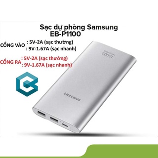Sạc dự phòng samsung dung lượng 10.000mah 2 cổng usb + 1 type-c - bh 12 tháng $#% t
