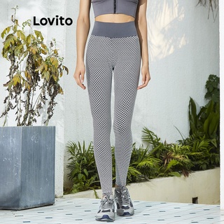 113XJ 1122de-Quần Legging Lovito L02108 Họa Tiết Lưới Màu Xám Lưng Cao Thời Trang Cho Nữ