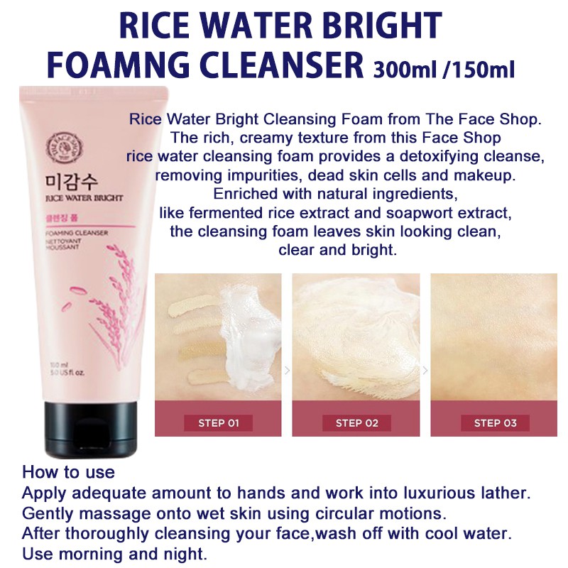 The Face Shop Rice Water Bright Cleansing Foam Cream Oil