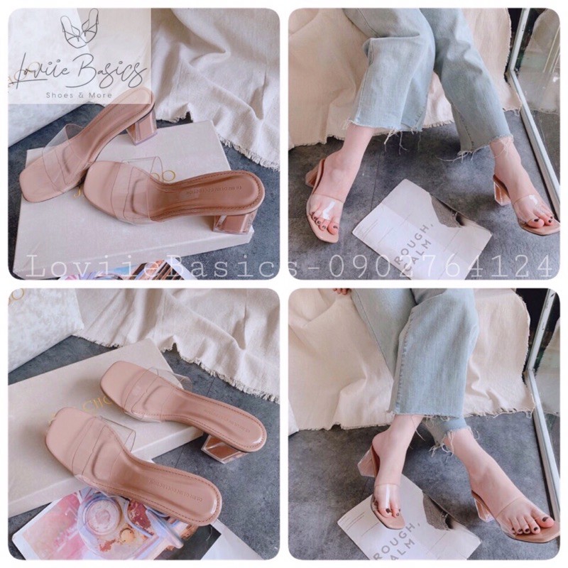 DÉP CAO GÓT 5P LOVIIE BASICS THỜI TRANG - GUỐC NỮ QUAI TRONG ĐẾ VUÔNG D200844