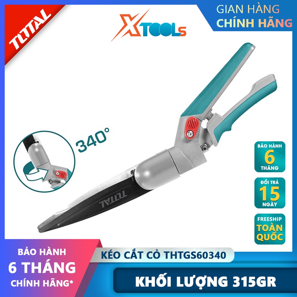 Kéo cắt cỏ TOTAL THTGS60340 | kéo làm vườn Tổng chiều dài 340MM, Chiều dài lưỡi 180mm / 7 &quot;, Chịu nhiệt, có lớp phủ chốn