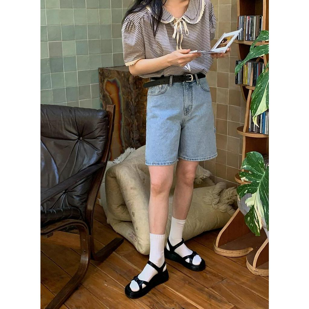 Áo Sơ Mi Kẻ Sọc Tay Ngắn Phối Ren 63995