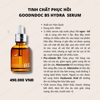 Tinh Chất Cấp Ẩm Phục Hồi GoodnDoc Hydra B5 Serum 30ml