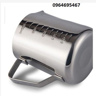 Ca inox đánh sữa (có vạch chia) 350ml - 550ml - 900ml (hàng hịn)