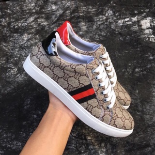 Giày Thể Thao Nam - Guccii Gót Đỏ Đen