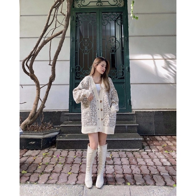 Áo khoác len cardigan hoạ tiết CHỮ CÁI ( Ảnh thật ) - Hàng nhập khẩu