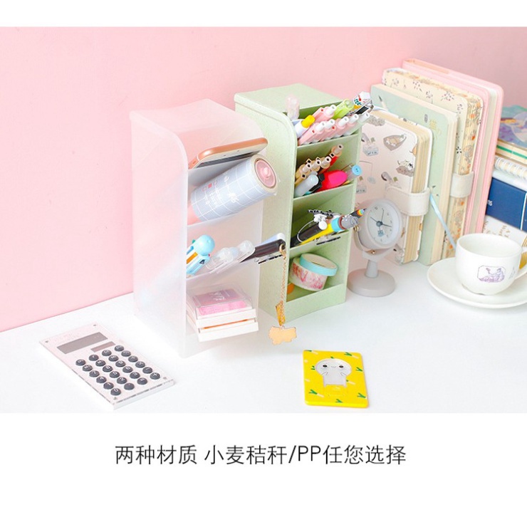 Khay Chứa Nghiên 4 Ngăn, Ống bút đa năng 4 ngăn, kệ đựng bút phụ kiện văn phòng